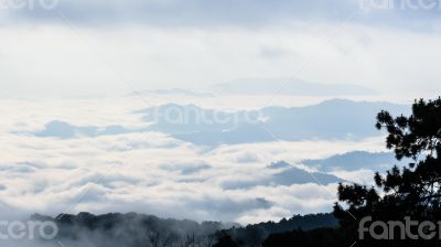 Landscape of cloud above cordillera in the morning