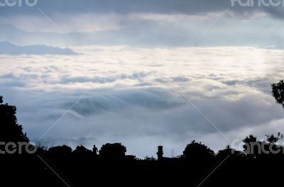 Landscape of cloud above cordillera in the morning