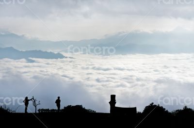 Landscape of cloud above cordillera in the morning