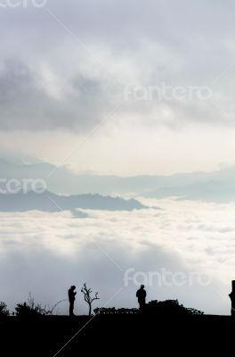 Landscape of cloud above cordillera in the morning