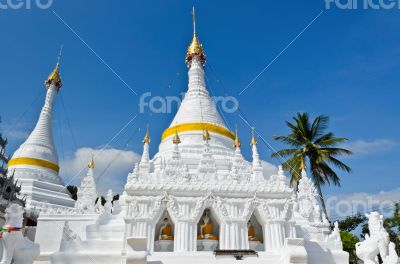 White pagoda architecture of northern Thailand.