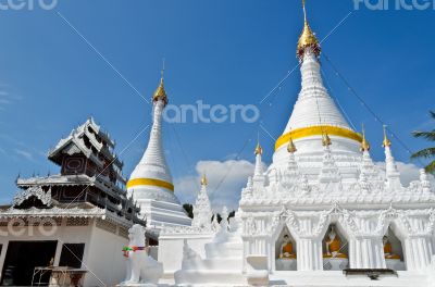 White pagoda architecture of northern Thailand.