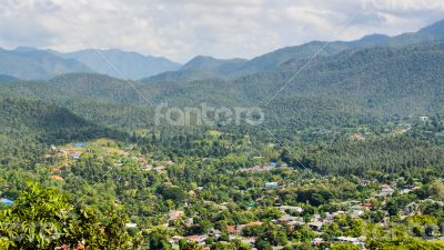 Landscape high angle view of the city in the valley. Landscape high angle view of the city in the valley.