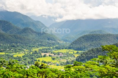Landscape high angle view of the city in the valley. Landscape high angle view of the city in the valley.