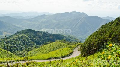 Landscape high mountain range at viewpoint Doi Mae U Ko