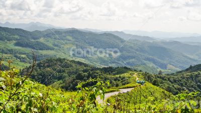 Landscape high mountain range at viewpoint Doi Mae U Ko