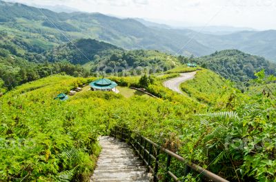 Landscape high mountain range at viewpoint Doi Mae U Ko