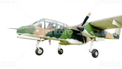 Old combat aircraft on white background