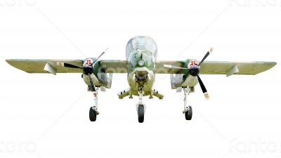 Old combat aircraft on white background