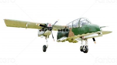 Old combat aircraft on white background