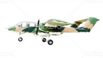 Old combat aircraft on white background