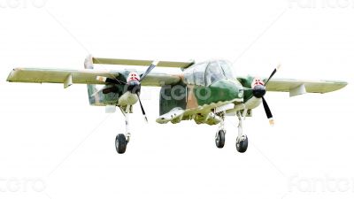 Old combat aircraft on white background