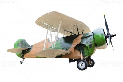 Old combat aircraft on white background