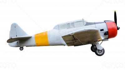 Old combat aircraft on white background