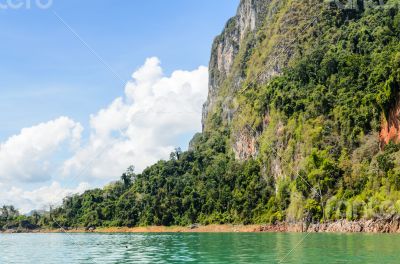 Lush high limestone mountains.