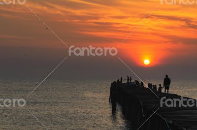 Fishing pier at sunrise