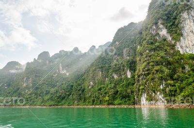 Beautiful high mountains and river