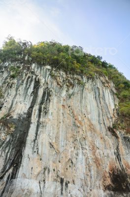 High cliffs of limestone mountain
