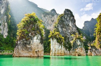 Travel island and green lake ( Guilin of Thailand )