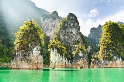 Travel island and green lake ( Guilin of Thailand )