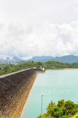 Scenic point of green lake at Ratchaprapha Dam