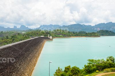 Scenic point of green lake at Ratchaprapha Dam