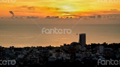 View Hua Hin city at sunrise