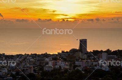 View Hua Hin city at sunrise