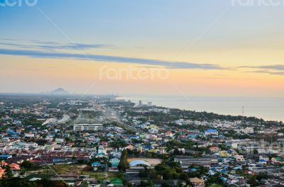 Landscape Hua Hin city at sunrise