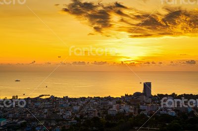 Landscape Hua Hin city at sunrise