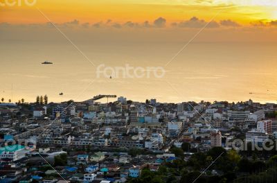 View Hua Hin city at sunrise