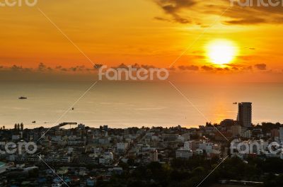 View Hua Hin city at sunrise