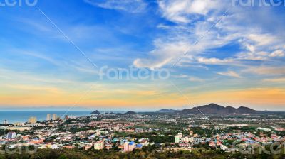 Colorful sky over the Hua Hin city