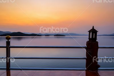 Landscape of sunset over lake