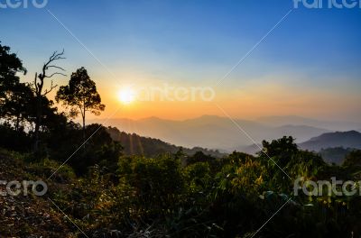 High angle view beautiful sunset