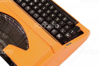 The Orange Vintage Typewriter the White Background