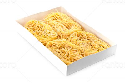 uncooked egg pasta in box