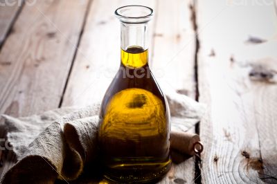 fresh olive oil in bottle 