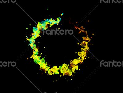 Circle of fire on black background