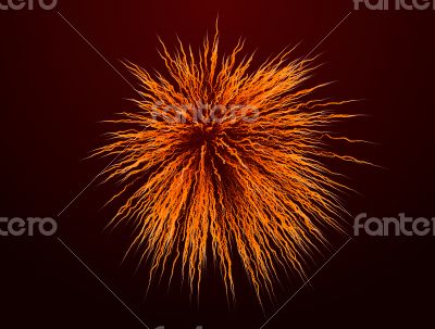 Orange fireworks on background