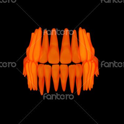 3d human orange teeth 