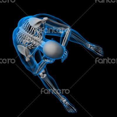 3d render white skeleton of a sitting