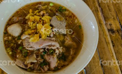 Delicious noodles in bowl