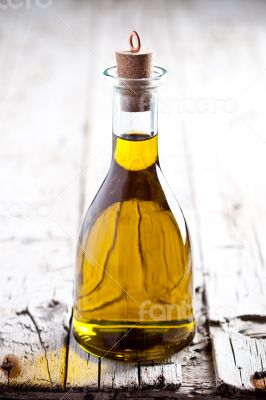 fresh olive oil in bottle 