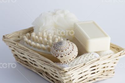 health spa setting over white background 
