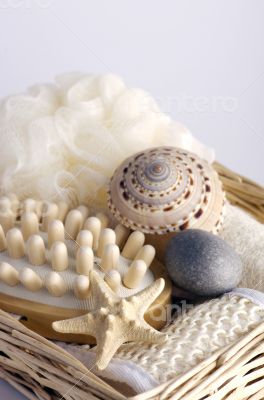 health spa setting over white background 