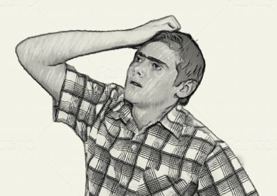 Sketch Teen boy body language - Thinking Sketch Teen boy body language - Thinking