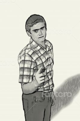 Sketch Teen boy body language - Finger Pointing