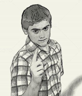 Sketch Teen boy body language - Finger Pointing Sketch Teen boy body language - Finger Pointing