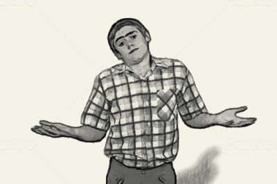 Sketch Teen boy body language - Shoulder Shrugging